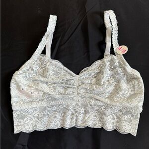 Victoria’s Secret PINK lace and rhinestone gray bralette Small NEW